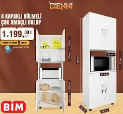 DİENNİ 4 KAPAKLI BÖLMELİ ÇOK AMAÇLI DOLAP
